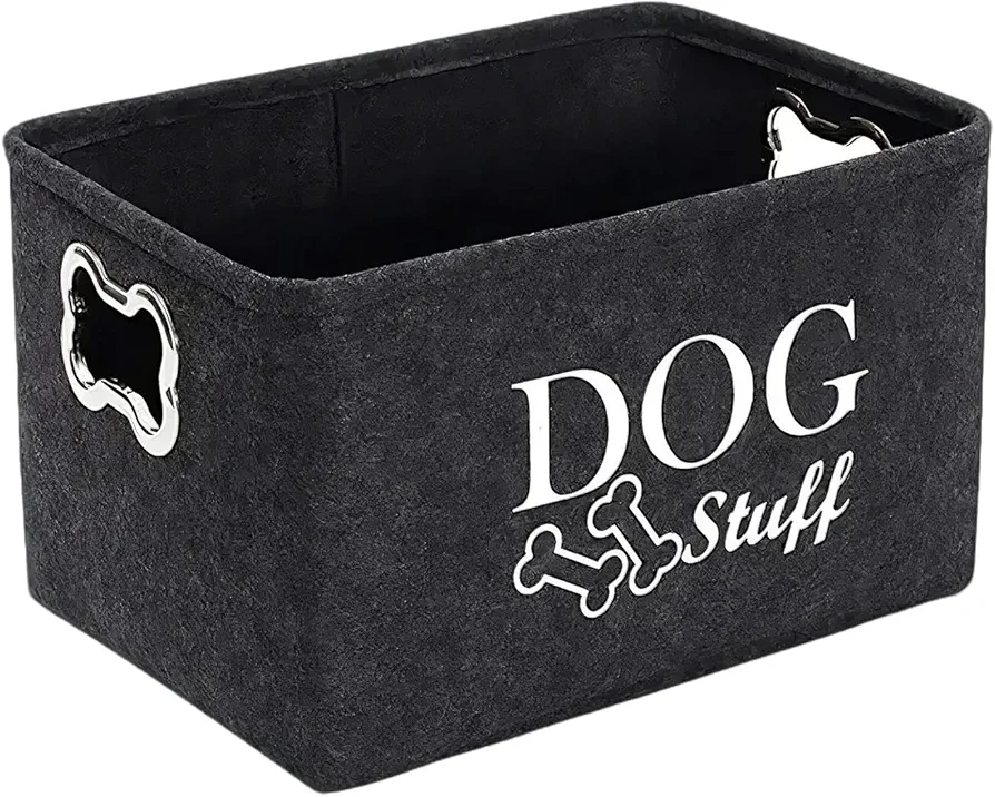 Youngwier Cesta de juguetes para perros,Cesta de almacenamiento de juguetes para perros - Caja de juguetes para mascotas con asa - Organizador de juguetes para perros, decoración elegante para el