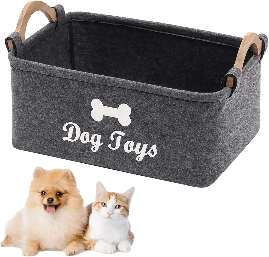 bangminda Cesta Plegable para Perro Gato Caja de Almacenamiento de Juguetes para Mascotas, Fieltro Cestas Almacenamiento para Juguetes Perro Gato Organizador para Perro Gato Ropa Bocadillos (PERRO)