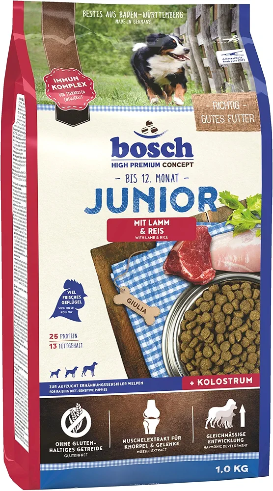 bosch HPC Junior con cordero y arroz | Alimento seco para la cría de cachorros nutricionalmente sensibles | 1 x 15 kg