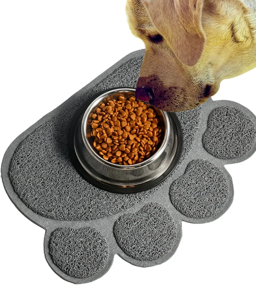 Easylifer Alfombrilla antideslizante para gatos con forma de pata de mascota (S, gris)