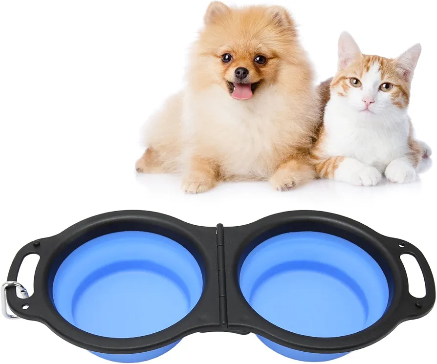 LTSQIN Cuencos Plegables Grandes para Perros, Cuencos Plegables para Perros 2 en 1, Cuencos de Agua Plegables, portátiles, Gruesos, inodoros, para Comida de Gatos y Mascotas con