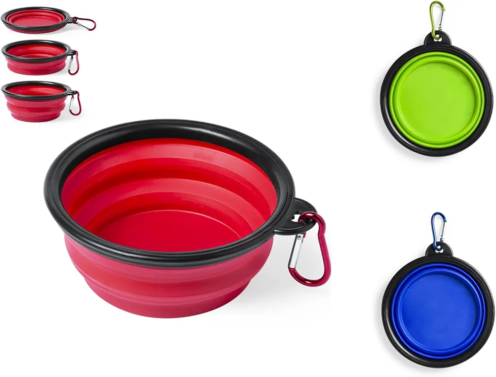 Set de 3 Comederos Plegable para Perros, Bowl para Alimentar Mascotas, Cuenco Plegable para Perros y Gatos, tazón Fuente alimentación para Perros, Bebedero portátil (Set Colores)