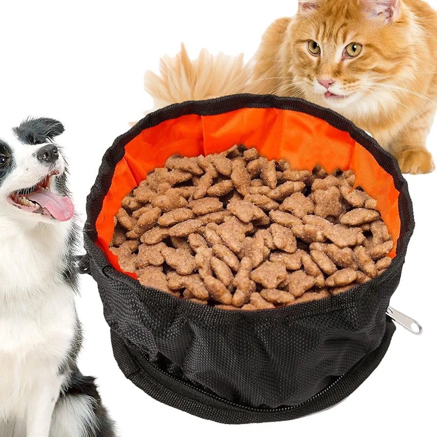 Cuenco para mascotas, cuenco de agua para perros, cuencos de viaje para perros, cuenco de agua portátil grueso con mosquetón para perros y gatos, plato de riego de alimentación para viajar, acampar y