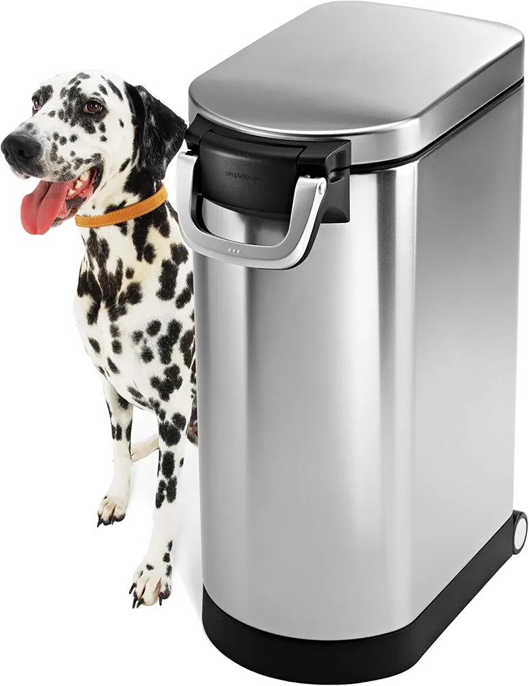 simplehuman, contenedor de comida para mascotas extragrande, acero inoxidable cepillado