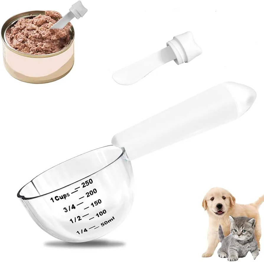 yufana Cuchara para Alimentos Secos, Cuchara de Comida para Mascotas, Cuchara de Comida para Gatos, Medición Precisa, También se Puede Utilizar para Arroz, Harina y Otros Cereales(Blanco)