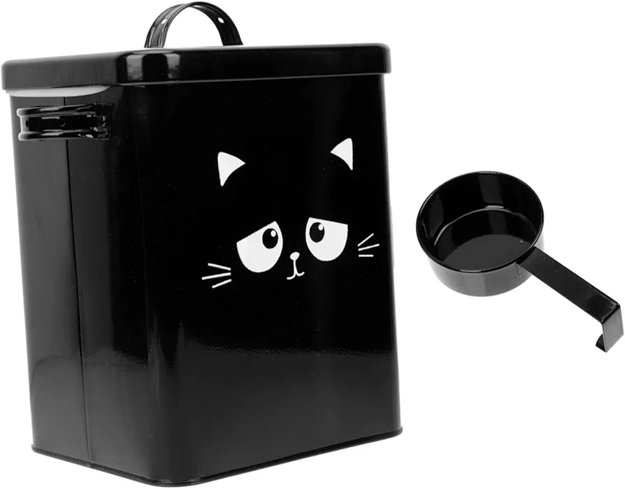 Yardwe Cubo de almacenamiento de alimentos para mascotas cubos de comida para gatos lata de comida para mascotas recipiente metalico con tapa compartimientos de almacenaje largo envase