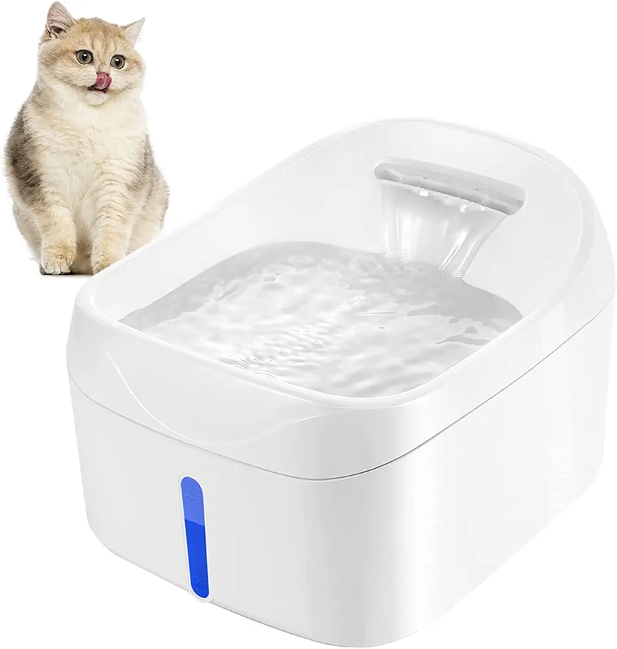 Fuente de Agua para Mascotas, Fuente de Agua para Gatos, Dispensador de Agua para Gatos, Blanco, 2,5 L, con Indicador LED para Uso Interior y Exterior (Genericzc46y2perd-2)