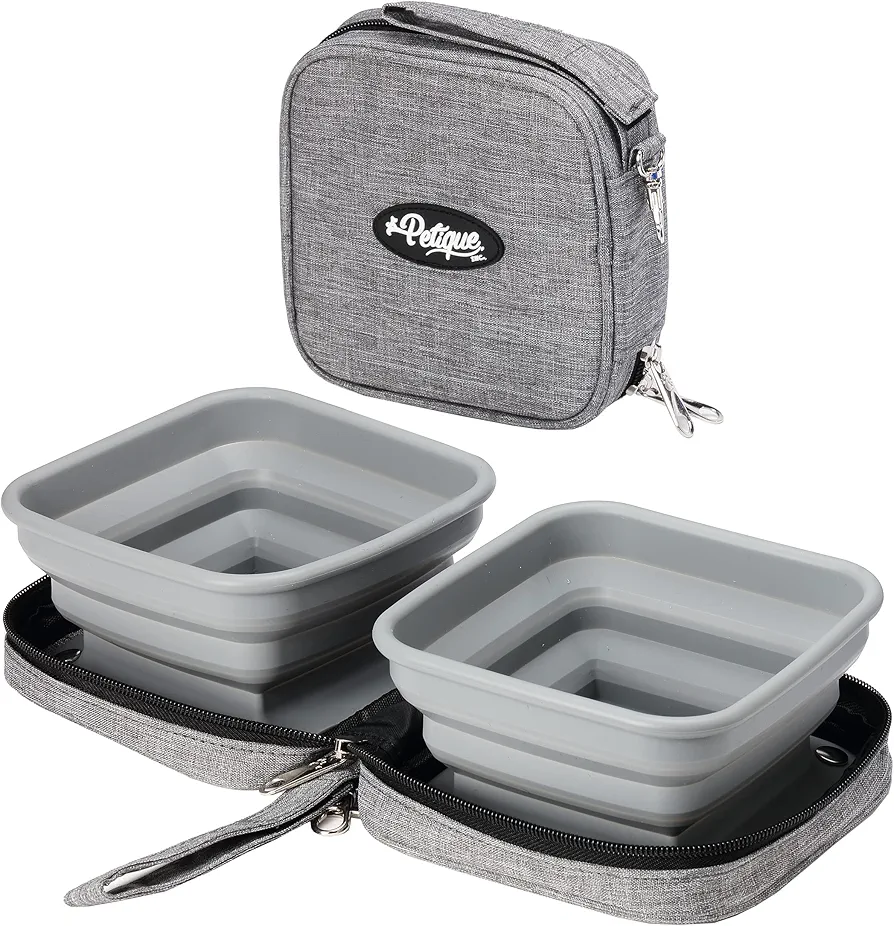 Portabowl - 2 en 1 Cuencos plegables ecológicos – Cuencos de viaje para perros, funda de viaje incluida – Ligeros y compactos - 100 % silicona de grado alimentario, sin BPA