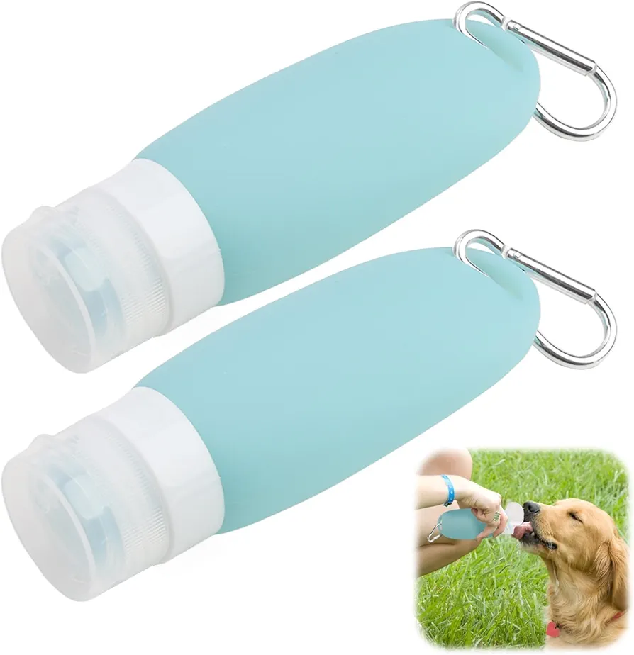 Botella de Agua para Mascotas 90ml Botella de Agua Portátil de Viaje para Perro con Mosquetón Botella de Agua Comedero para Mascotas para Perros y Gatos al Aire Libre para Acampar a Pie