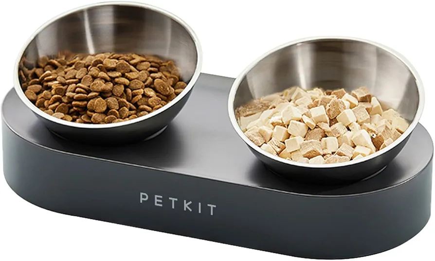 PETKIT CYBERTAIL Cuenco Elevado e Inclinado de Acero Inoxidable, Cuenco de alimentación Antideslizante sin derrames, para Gatos y Perros pequeños