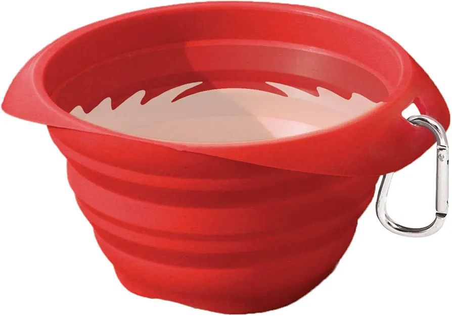 Kurgo Collaps-A-Bowl - Cuenco de Viaje Plegable para Perros, Cuenco para Agua y Comida, Accesorios de Viaje para Mascotas - 0,7 L, Rojo