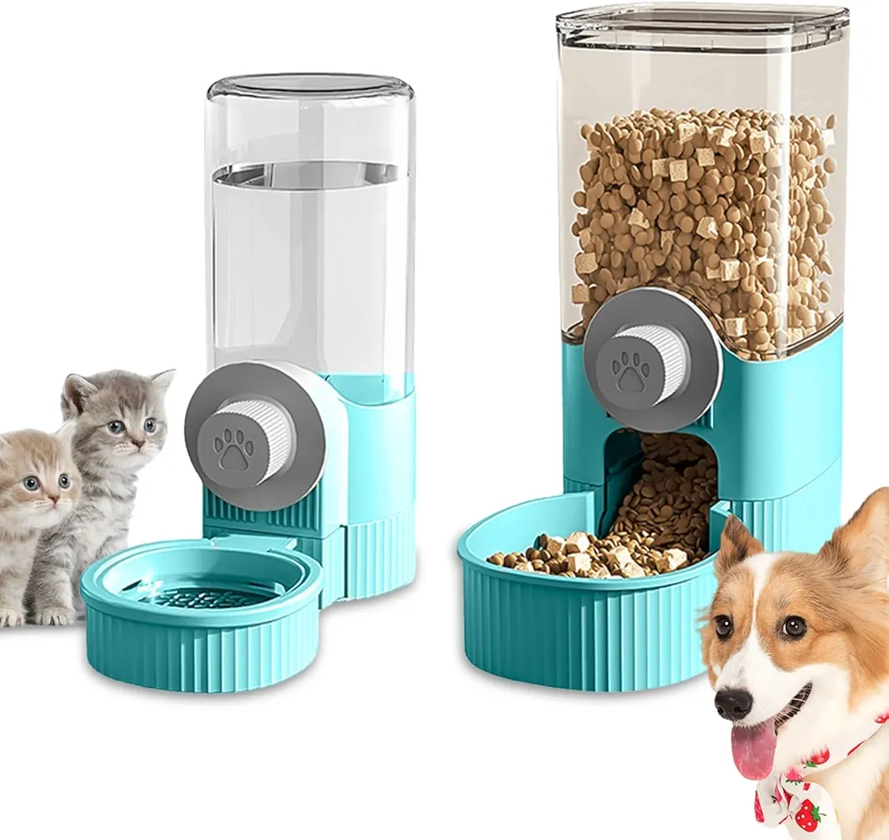 Dispensador automático de alimentos, dispensador de agua de gravedad de 520 ml y comedero automático de 1,2 l para gatos y perros, para comida húmeda/seca, para mascotas pequeñas, medianas y grandes