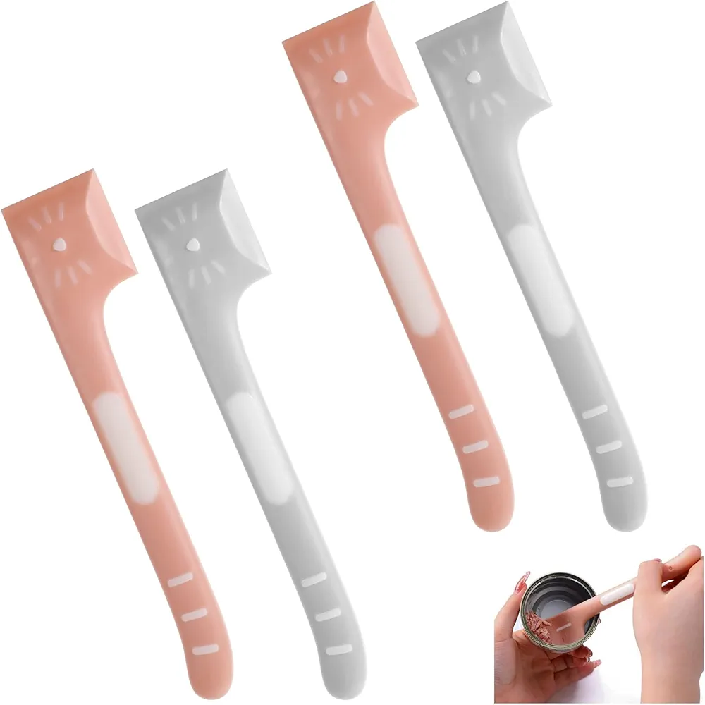 Xinjoduz 4 cucharas de comida para mascotas, mini espátula de plástico, cucharas enlatadas para mascotas, tarros pequeños para mascotas, cucharas mezcladoras, raspador fácil de limpiar, cuchara de