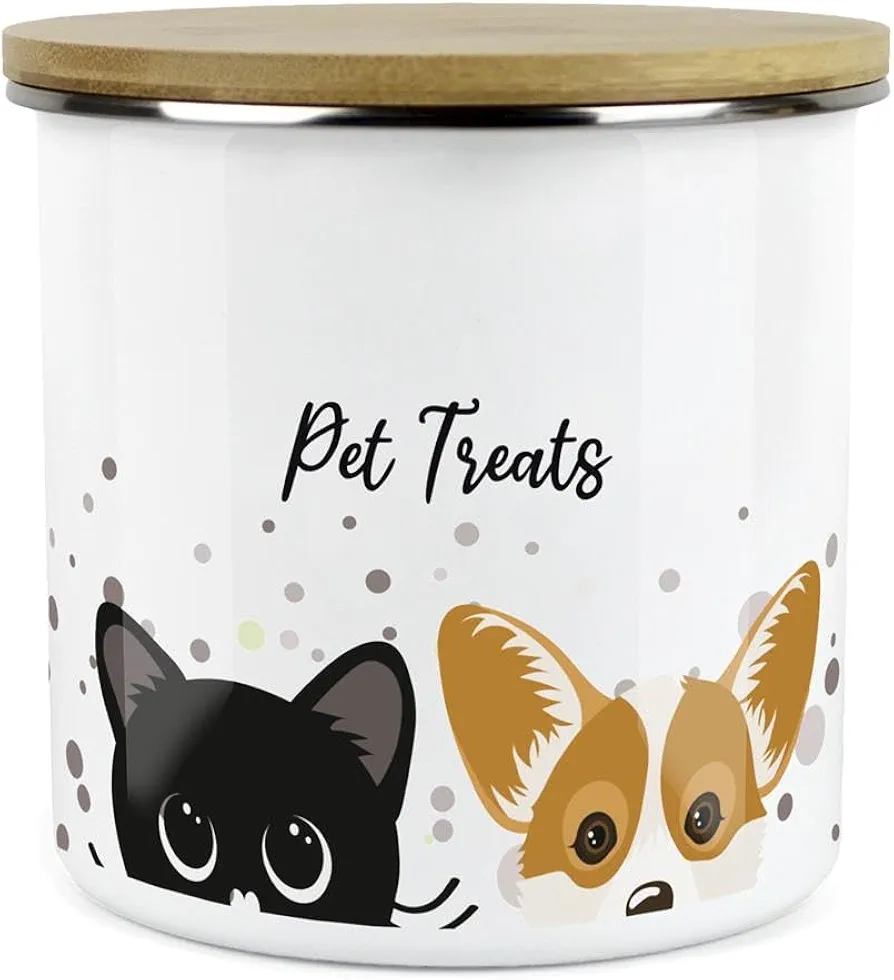 Purely Home Pet Treats - Recipiente de almacenamiento para gatos y perros, metal esmaltado, tamaño mediano, lata de golosinas para mascotas