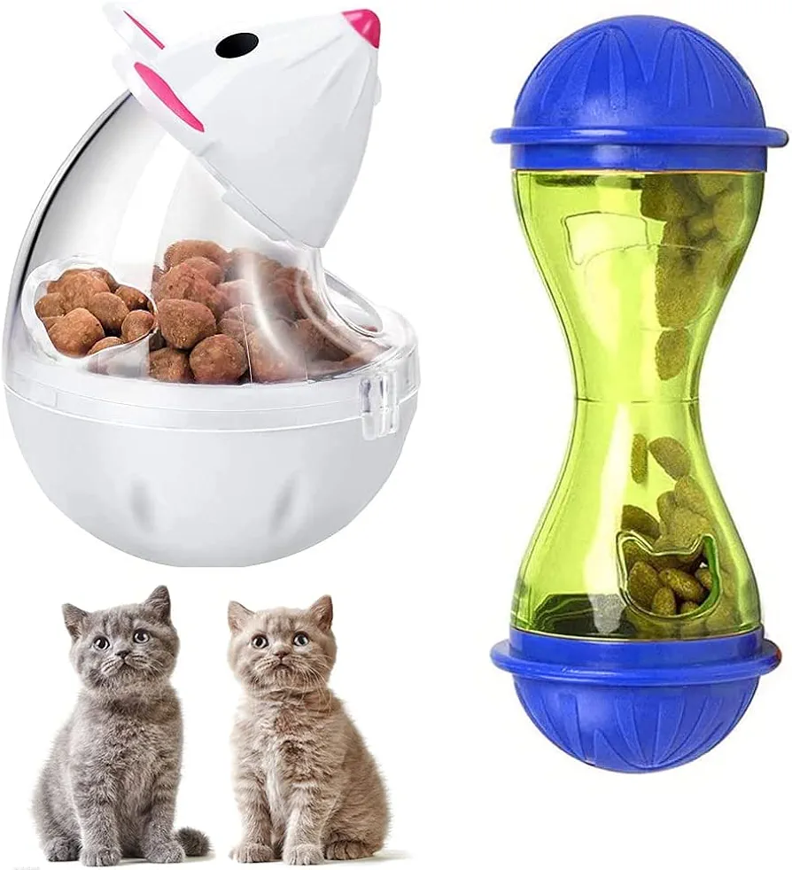 Kalsey 2 Piezas Alimentadores Interactivos Comida Gatos, Bola Alimentación Mascotas, Dispensador de Comida para Gatos, Bolas de Pelota Dispensadora de Comida para Perros y Gatos