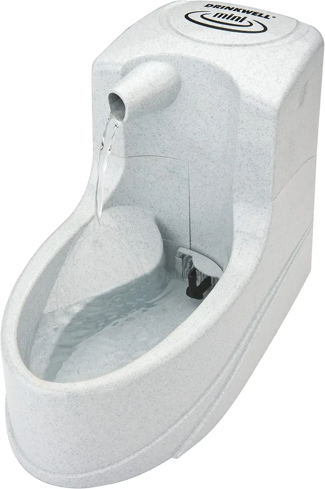 PetSafe Drinkwell Mini 1.2 litros - Fuente de Agua para Gatos y Perros Pequeños - Fuente Pequeña, Chorro en Cascada, Silencioso, Flujo Ajustable, Agua Filtrada - Filtro Incluido