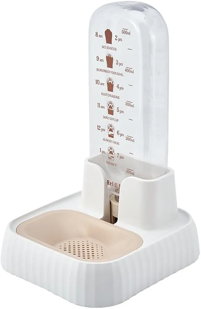 Dispensador automático de agua para mascotas, dispensador de agua para gatos y perros, 500 ml, dispensador de cuenco de agua para perros, dispensador de alimentos y agua para mascotas (blanco)