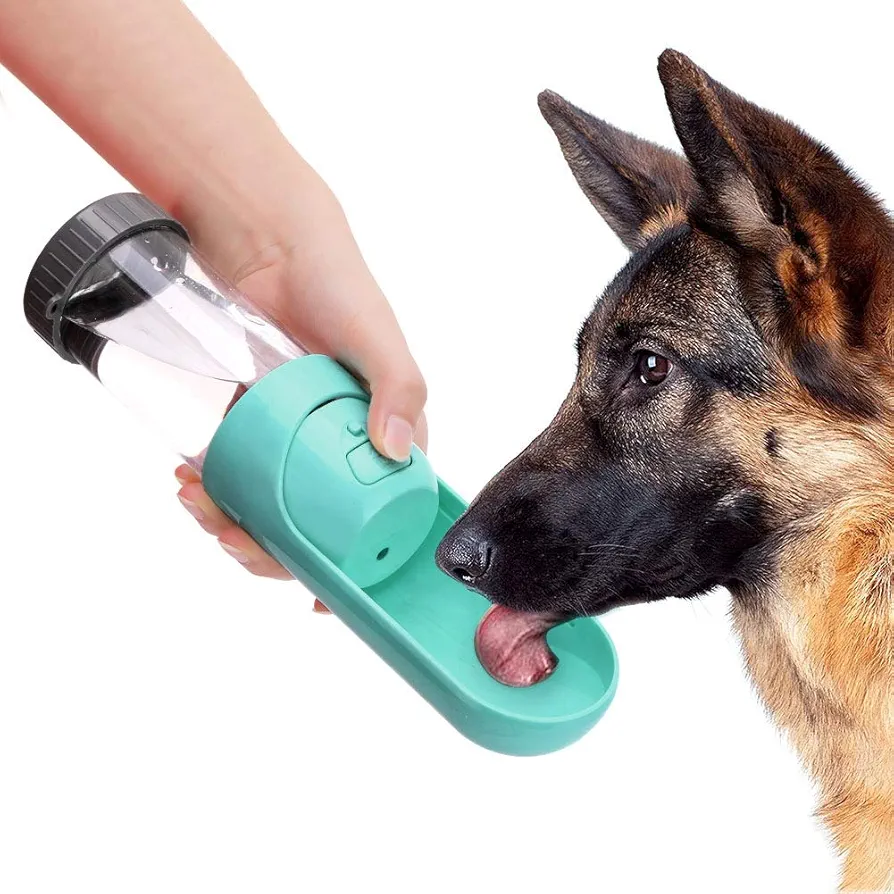 YOUTHINK Botella de Agua para Perros Gatos Dispensador Mascotas Bebedero Taza Antibacterial Portátil Telescopic para al Aire Libre Viaje Caminar 300 ML Turquesa