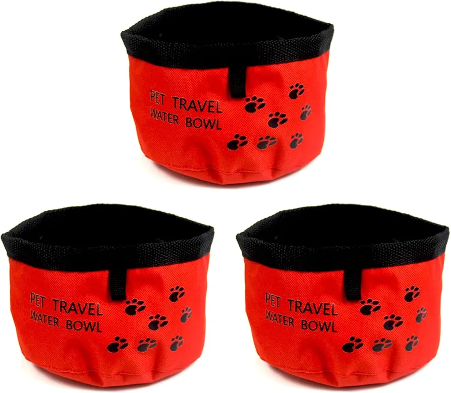 LUCKGONI 3 cuencos de viaje para mascotas que ahorran espacio con cordón, fácil de transportar para perros y gatos, asegurando que se hidraten durante los viajes