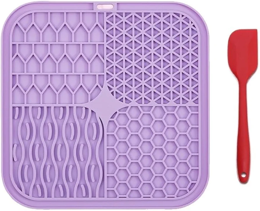 DCNIYT Bandeja para lamer mascotas para gatos y perros, bandeja para lamer comida lenta antiasfixia de silicona de grado alimenticio para mascotas, tipo de artículo (color: morado, tamaño: con