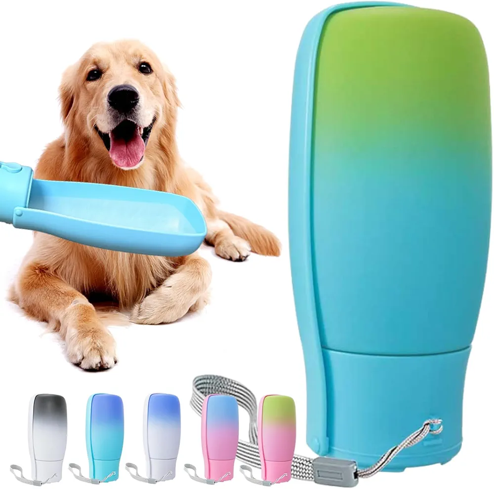 MITOCAPY Dispensador de botellas de agua de viaje para perros, plástico de grado alimenticio y plegable, cuenco de agua portátil para perros pequeños, medianos y grandes, artículos esenciales para