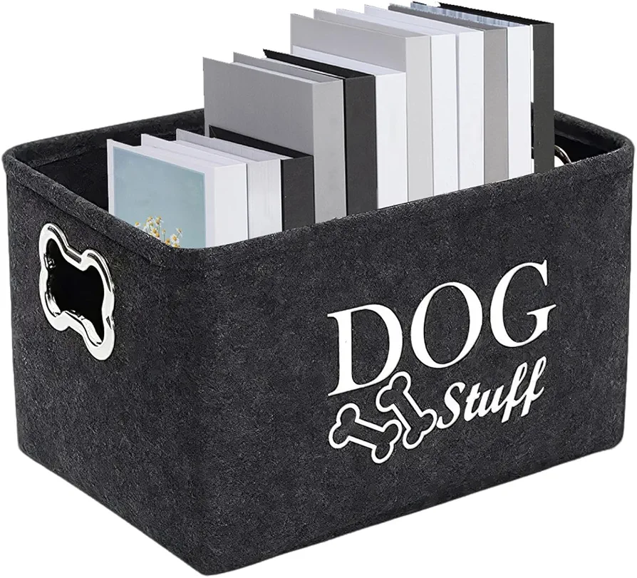 Cesta para juguetes para perros | Caja de juguetes para mascotas con asa | Elegante cesta de juguetes para gatos para almacenar juguetes y accesorios para mascotas, organizador de cosas para perros