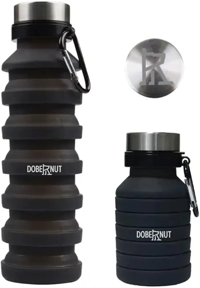 DOBERNUT Botella de agua plegable – Botella de agua a prueba de fugas para caminar o correr – Esencial mochilero, senderismo, equipo de camping – Botella de viaje portátil para mascotas para perros