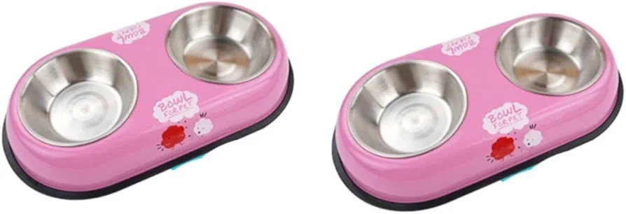 2 Cuencos De Acero Inoxidable para Mascotas Cuenco Doble para Comida para Perros Cuenco para Gatos Cuenco para Perros Cuenco para Comida para Perros Suministros para Perros BESPORTBLE