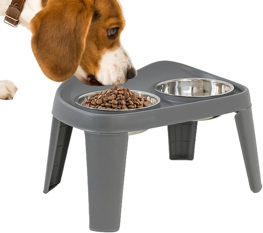 Comedero elevado de doble tazón, cuenco elevado de comida y agua para mascotas, comedero de doble tazón para perros, soporte elevado de comida para mascotas, comedero elevado para mascotas, estación