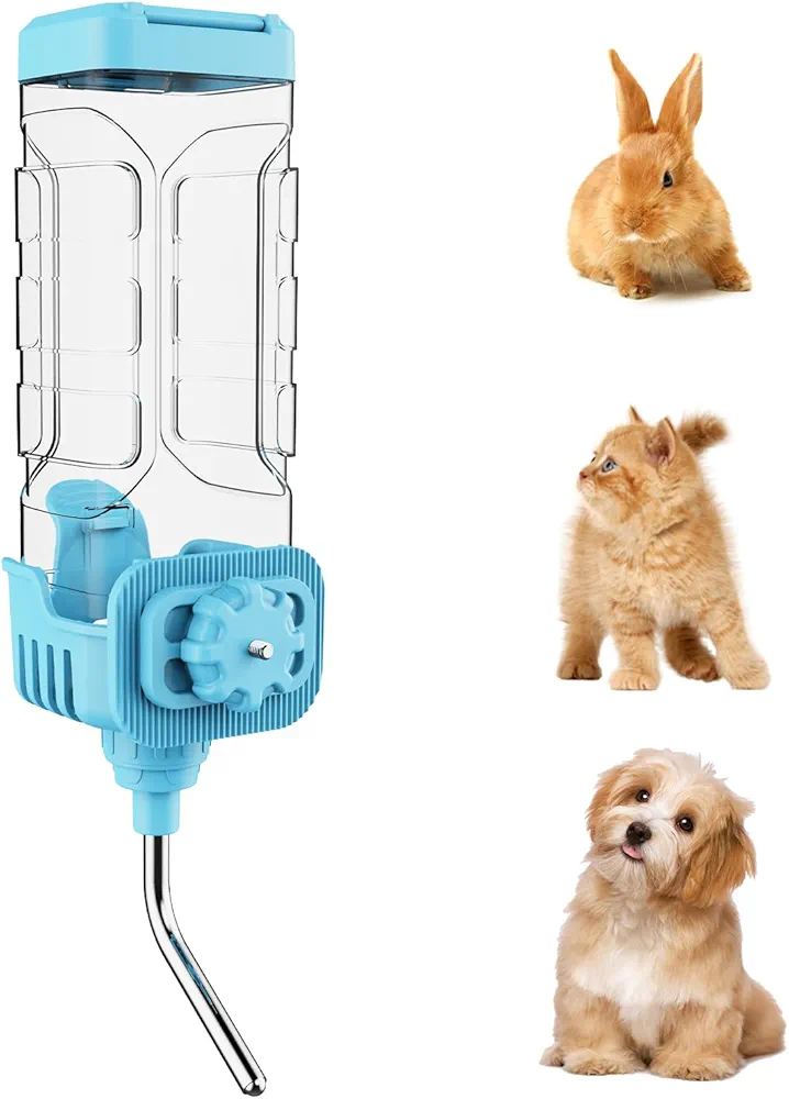 Botella de agua para perros, dispensador de agua para perros, 1200 ml, botellas de agua grandes a prueba de fugas para jaula, dispensador de agua para mascotas, gatos y conejos (1200 ml, azul)