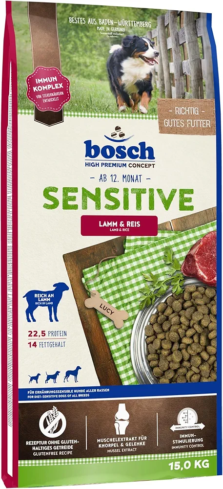 bosch HPC Sensitive Cordero y arroz | Alimento seco para perros nutricionalmente sensibles de todas las razas | 1 x 15 kg