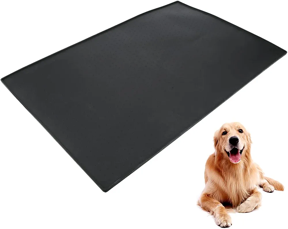 Alfombrilla de alimentación para Mascotas, Plegable, Impermeable, Almohadilla de Silicona Negra, Antideslizante, Alfombrilla de alimentación para Perros y Gatos, Mantel Individual