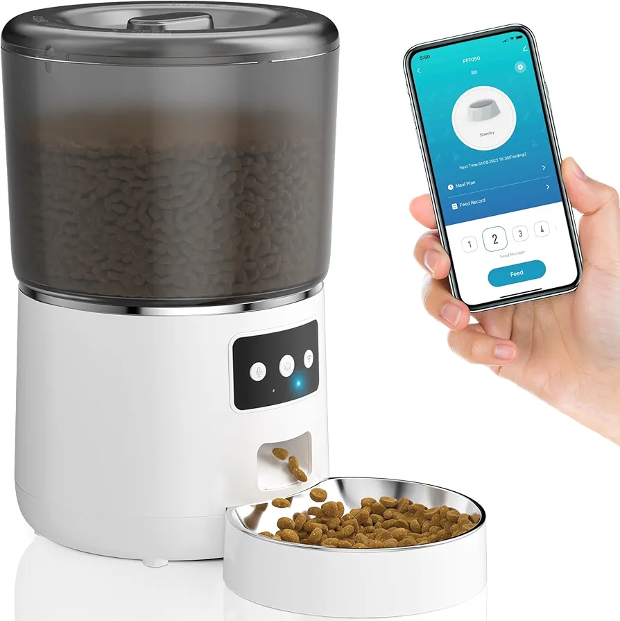 EUJAM Comedero Gato Automatico, 4L Dispensador Comida Gatos con Temporizador y Grabación de Voz 10s, 1-10 Comidas al día, Comedero Automático para Perros y Gatos