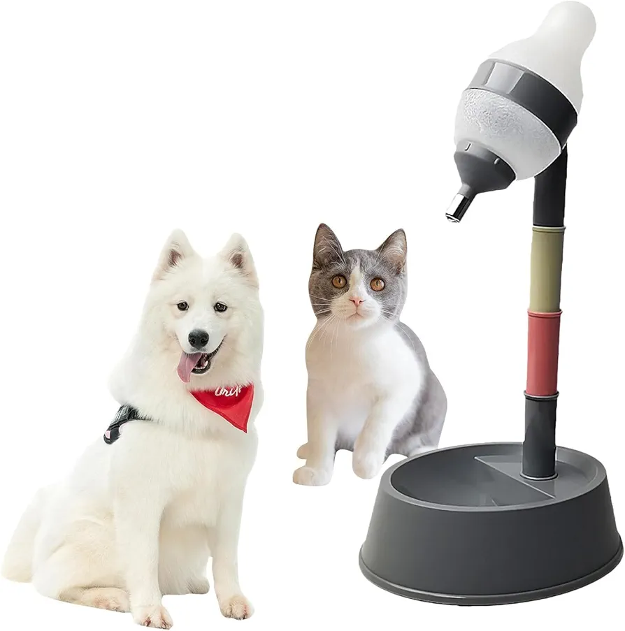 Dispensador de Agua de Pie para Mascotas, Dispensador de Agua para Gatos de Pie, Dispensador Automático de Botellas de Agua para Perros de Altura Ajustable Multipropósito, para Gatos, Perros(Gris)