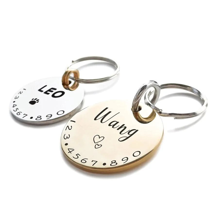 Encantador Símbolos Etiquetas de Chapa Identificativa Perro y Gato de Mascotas Personalizada Grabada Chapita para Placa Identificativa Collar Perros Accesorios Personalizado Medio Cobre Latón