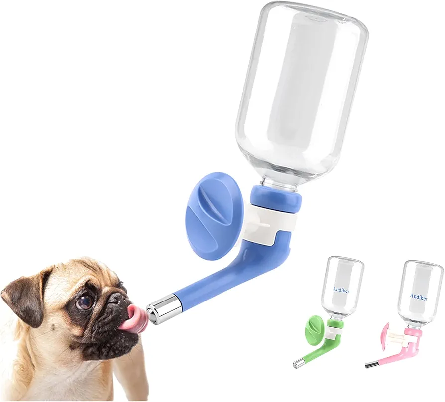 Andiker Dispensador de agua para mascotas sin goteo, jaula de perrera para perros, dispensador de agua para mascotas, se puede elevar y bajar el agua potable (verde)