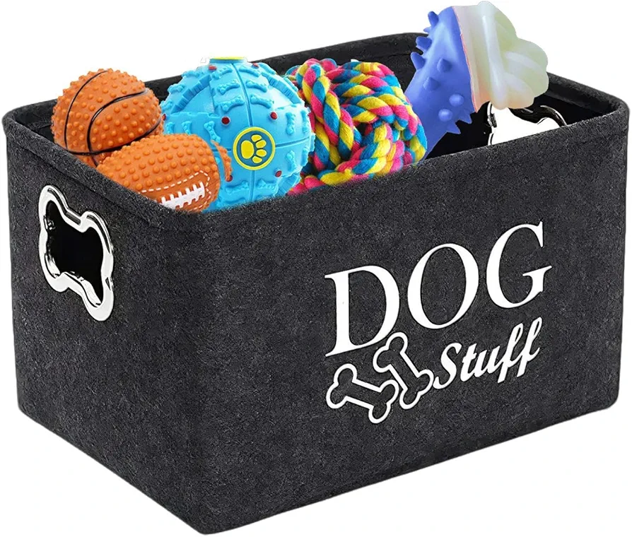 Cesta de almacenamiento de juguetes para perros,Caja de juguetes para perros con asa | Organizador de juguetes para perros para almacenar juguetes y accesorios para mascotas, contenedor de cesta de ju