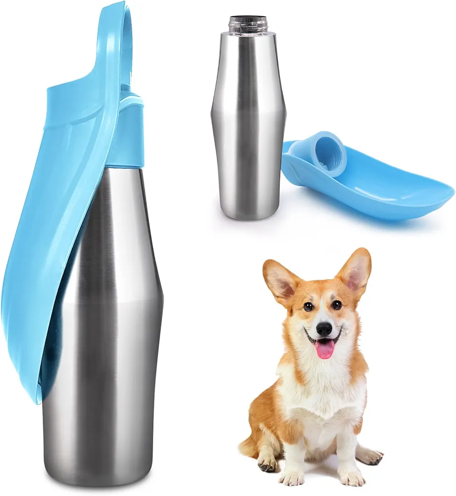 Botella de agua para perros, botella de 750 ml para perros, plegable 180°, botella de agua portátil para mascotas, botella de agua para perros, botella de agua para perros, botella para entrenamiento