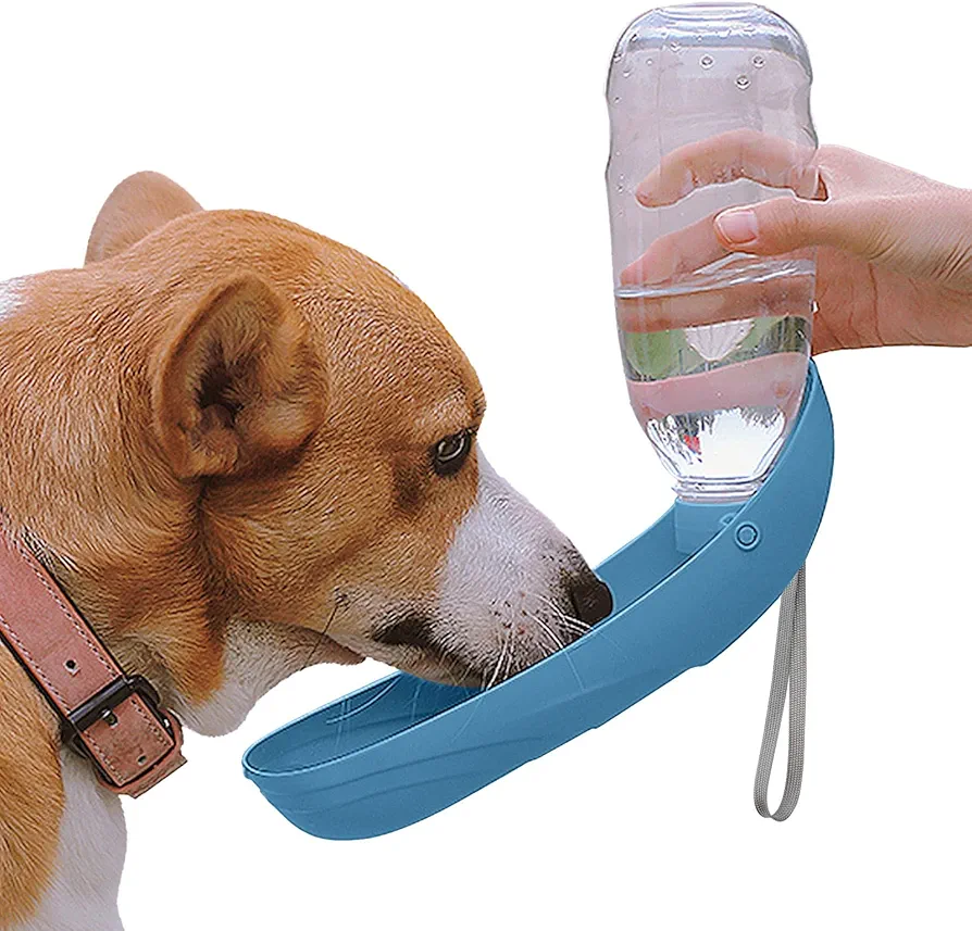 NAMSAN Dog Drinking Bottle 550ML Accesorios de Playa para Perros y Gatos Bebedero Plegable Fácil de Transportar para Actividades al Aire Libre - Azul