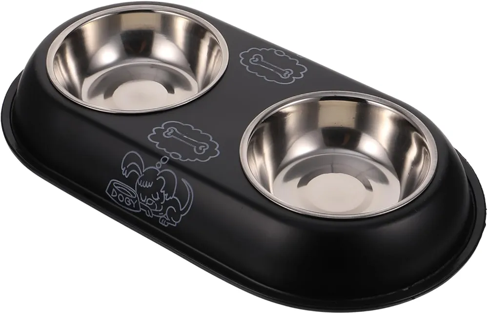 MILISTEN Cuenco para Mascotas tazón de Gato comedero para Gatos Cuenco Doble para Mascotas Pet Feeder Dog Bowl comedero para Mascotas Cuenco para Perros Tazón: Acero Inoxidable Black